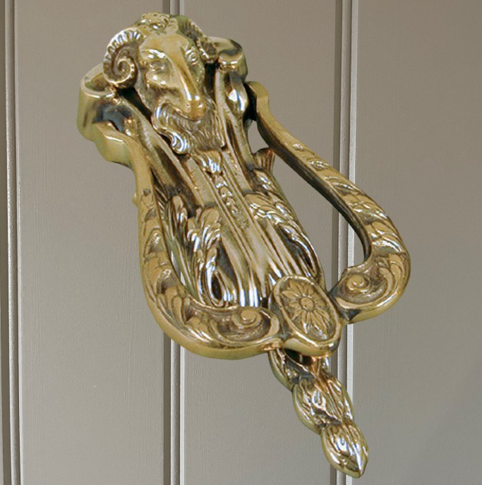 Rams Head Door Knocker - Brass